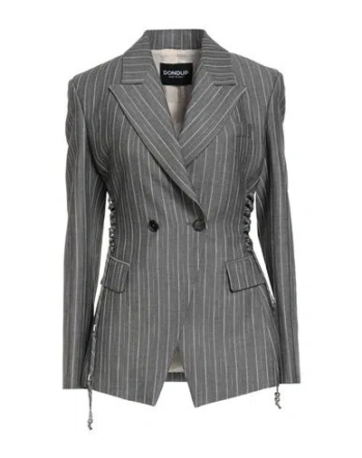 Dondup Woman Blazer Charcoal Size 8 Viscose, Cotton, Polyamide In Gray
