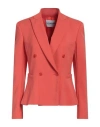Dondup Woman Blazer Coral Size 6 Polyamide, Cotton, Elastane In Red
