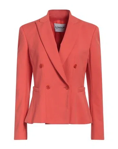 Dondup Woman Blazer Coral Size 6 Polyamide, Cotton, Elastane In Red