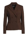 Dondup Woman Blazer Dark Brown Size 4 Viscose, Polyamide, Elastane