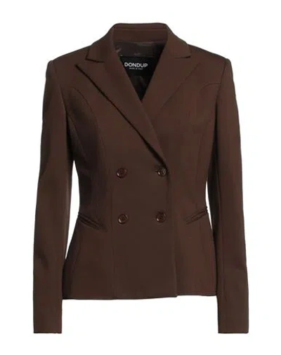 Dondup Woman Blazer Dark Brown Size 4 Viscose, Polyamide, Elastane