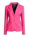 Dondup Woman Blazer Fuchsia Size 12 Viscose, Polyamide, Elastane In Pink