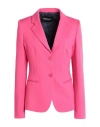 Dondup Woman Blazer Fuchsia Size 6 Viscose, Polyamide, Elastane In Pink