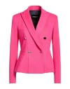 Dondup Woman Blazer Fuchsia Size 6 Viscose, Polyamide, Elastane In Pink