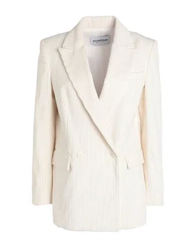 Dondup Woman Blazer Ivory Size 2 Cotton, Elastane In Neutral