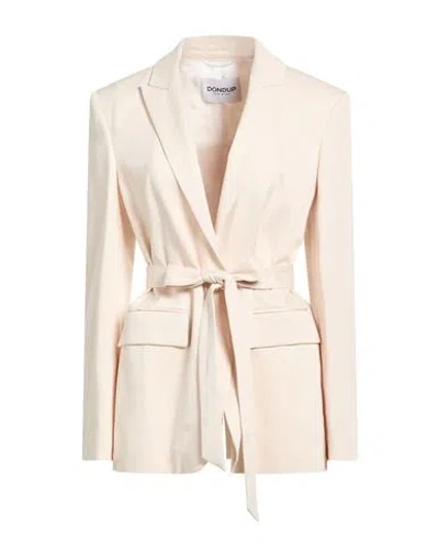 Dondup Woman Blazer Ivory Size 8 Cotton, Viscose, Elastane In Pink