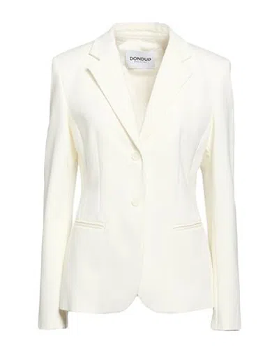 Dondup Woman Blazer Ivory Size 8 Viscose, Polyamide, Elastane In White
