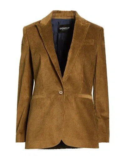 Dondup Woman Blazer Khaki Size 2 Cotton, Elastane In Brown