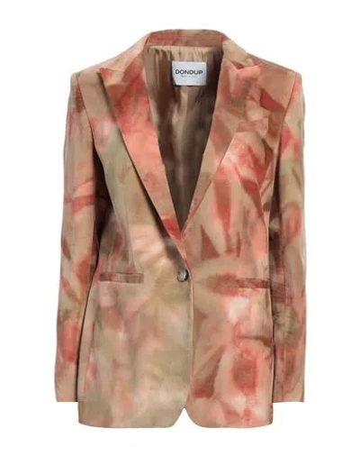 Dondup Woman Blazer Khaki Size 10 Cotton, Elastane In Beige
