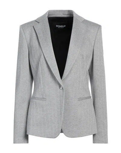 Dondup Woman Blazer Light Grey Size 8 Viscose, Polyester, Polyamide, Elastane In Gray