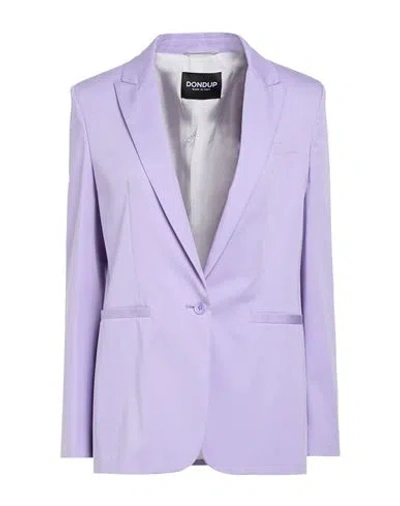Dondup Woman Blazer Lilac Size 6 Cotton, Silk, Elastane In Purple