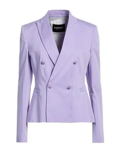 Dondup Woman Blazer Lilac Size 8 Cotton, Silk, Elastane In Purple