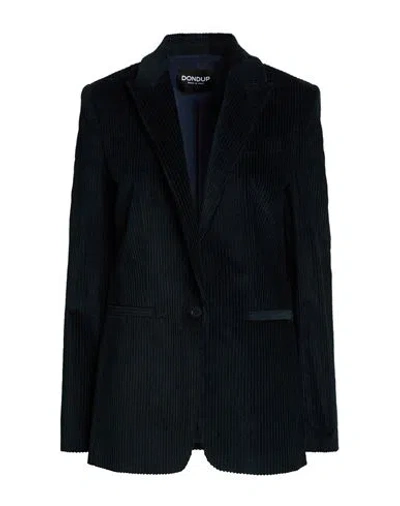 Dondup Woman Blazer Midnight Blue Size 6 Cotton, Elastane In Black
