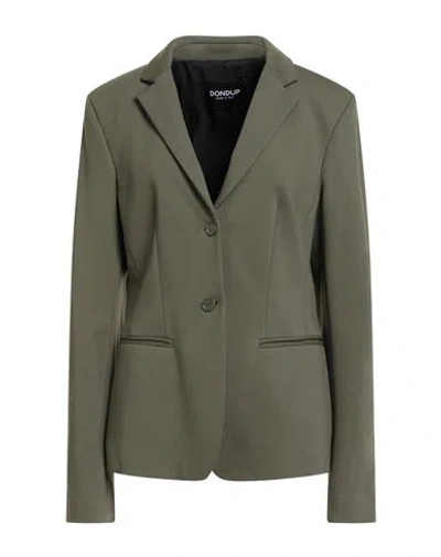 Dondup Woman Blazer Military Green Size 12 Viscose, Polyamide, Elastane
