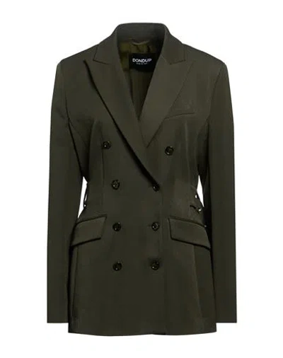 Dondup Woman Blazer Military Green Size 8 Polyester, Viscose, Elastane