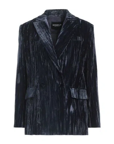 Dondup Woman Blazer Navy Size 8 Polyester, Elastane In Navy Blue