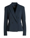 Dondup Woman Blazer Navy Size 8 Polyamide, Cotton, Elastane In Navy Blue