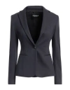 Dondup Woman Blazer Navy Size 2 Viscose, Polyamide, Virgin Wool, Elastane In Navy