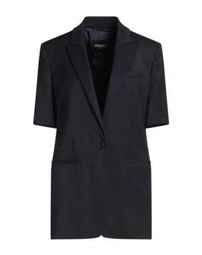 Dondup Woman Blazer Navy Size 8 Virgin Wool, Elastane In Black