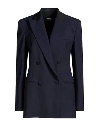 Dondup Woman Blazer Navy Size 8 Virgin Wool, Elastane In Blue