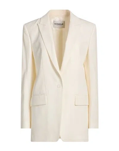 Dondup Woman Blazer Off White Size 6 Virgin Wool, Elastane In Nude