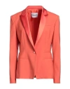 Dondup Woman Blazer Orange Size 6 Virgin Wool, Elastane, Polyester In Orange