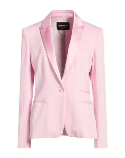 Dondup Woman Blazer Pink Size 6 Cotton, Viscose, Elastane