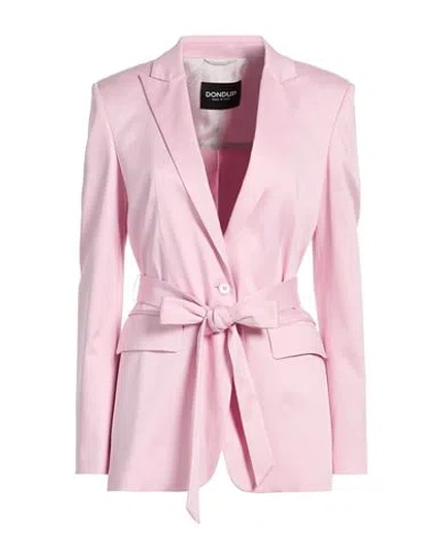 Dondup Woman Blazer Pink Size 8 Cotton, Viscose, Elastane