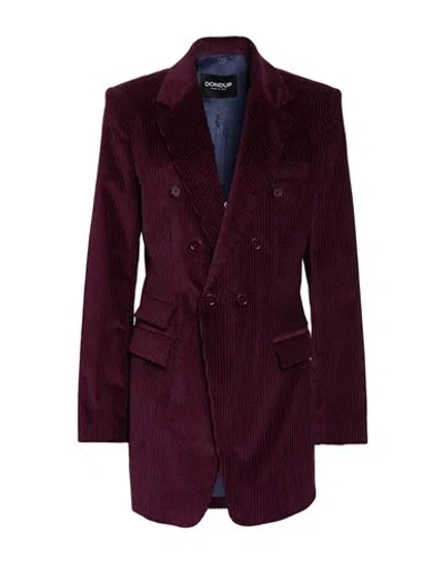 Dondup Woman Blazer Plum Size 10 Cotton, Elastane In Red