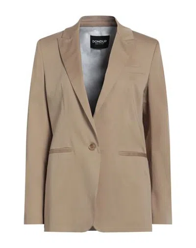 Dondup Woman Blazer Sand Size 8 Cotton, Silk, Elastane In Brown