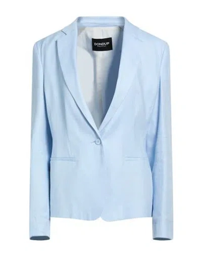Dondup Woman Blazer Sky Blue Size 10 Linen, Viscose, Elastane In Brown