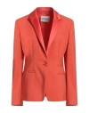 Dondup Woman Blazer Tomato Red Size 10 Virgin Wool, Elastane In Tomato Red