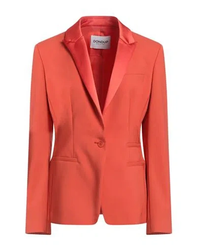 Dondup Woman Blazer Tomato Red Size 10 Virgin Wool, Elastane
