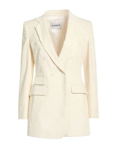 Dondup Woman Blazer White Size 2 Cotton, Elastane In Gold