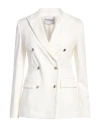 Dondup Woman Blazer White Size 8 Modal, Cotton, Elastane In White