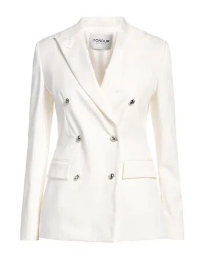 Dondup Woman Blazer White Size 8 Modal, Cotton, Elastane