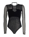 Dondup Woman Bodysuit Black Size Xs Polyamide, Elastane, Viscose, Polyester In Black