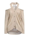 Dondup Woman Cardigan Beige Size 4 Linen, Viscose