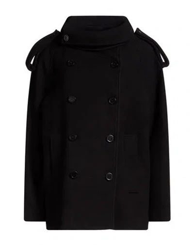 Dondup Woman Coat Black Size 4 Virgin Wool, Polyamide, Cashmere