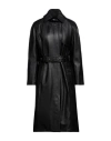 Dondup Woman Coat Black Size 12 Lambskin In Black