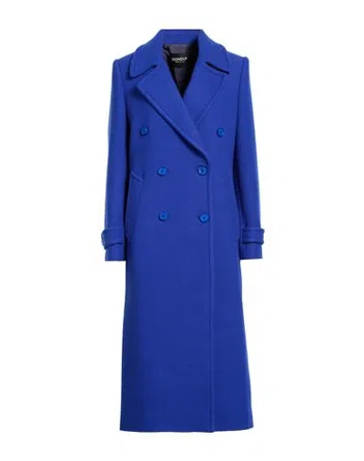 Dondup Woman Coat Bright Blue Size 4 Virgin Wool, Polyamide, Cashmere