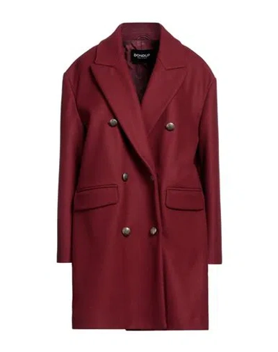 Dondup Woman Coat Burgundy Size 8 Virgin Wool, Polyamide In Red