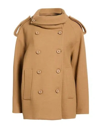 Dondup Woman Coat Camel Size 8 Virgin Wool, Polyamide, Cashmere In Brown