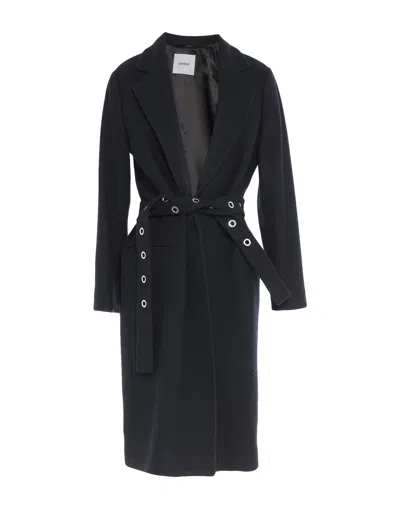 Dondup Woman Coat Midnight Blue Size 12 Virgin Wool, Polyamide