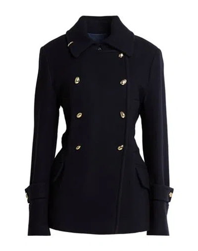 Dondup Woman Coat Midnight Blue Size 6 Virgin Wool, Polyamide, Cashmere