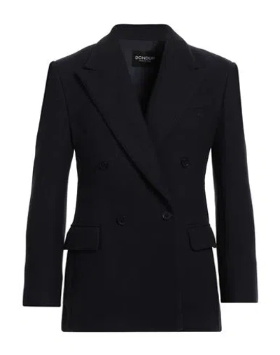 Dondup Woman Coat Midnight Blue Size 6 Virgin Wool, Polyamide, Cashmere In Black