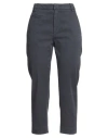 Dondup Woman Cropped Pants Navy Blue Size 8 Cotton, Lyocell, Elastane