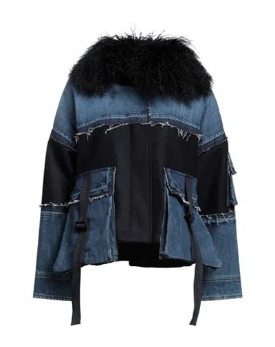 Dondup Woman Denim Outerwear Blue Size 6 Virgin Wool, Cashmere, Cotton, Elastane
