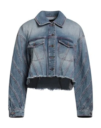 Dondup Woman Denim Outerwear Blue Size M Cotton