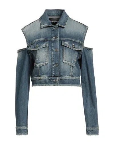 Dondup Woman Denim Outerwear Blue Size M Organic Cotton, Recycled Elastane